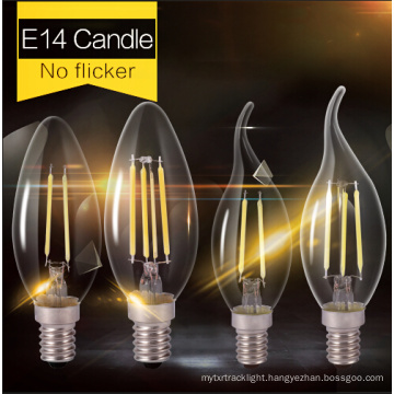 Glass Candle Led Filament Bulb Home Lighting Ampoule Led E14 Candle Energy Saving Lamp Light Bombilla Led E14 COB 220v 2W 4W 6w